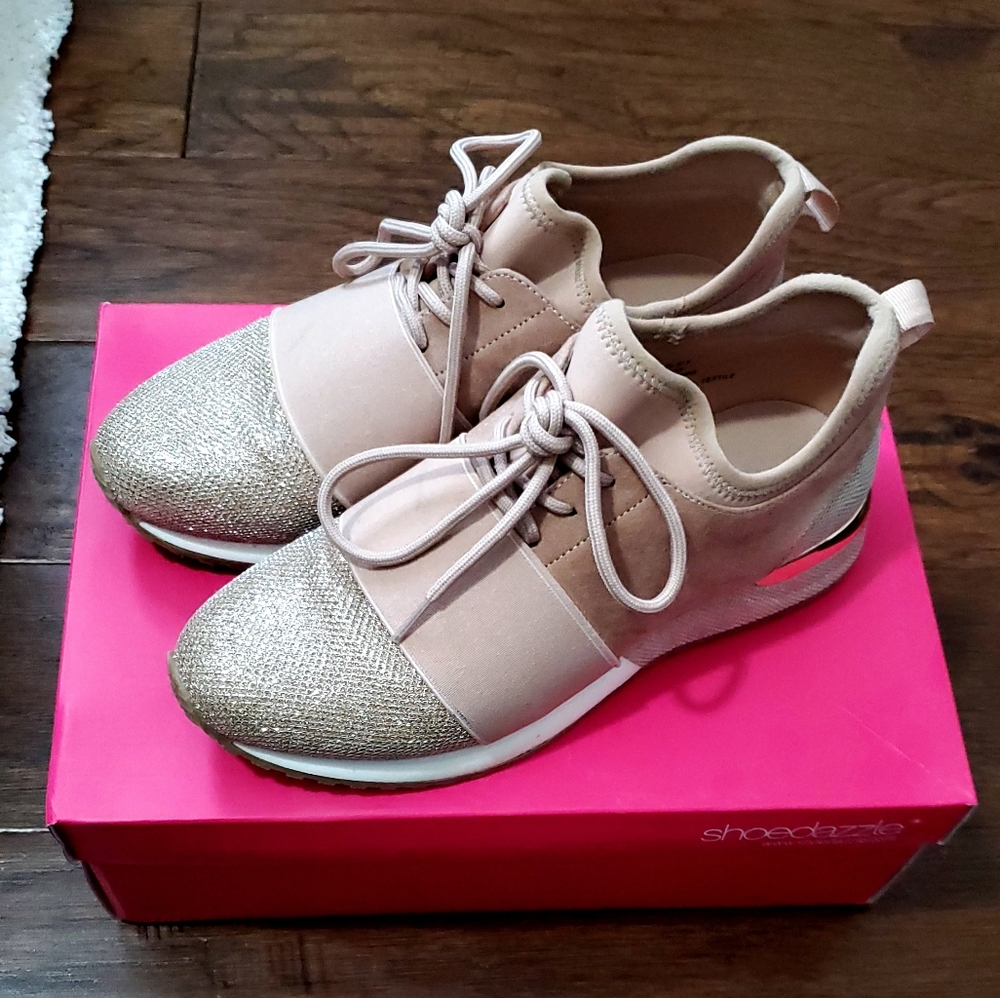 ShoeDazzle Blush Glitter Sneaker - Picture 1 of 5